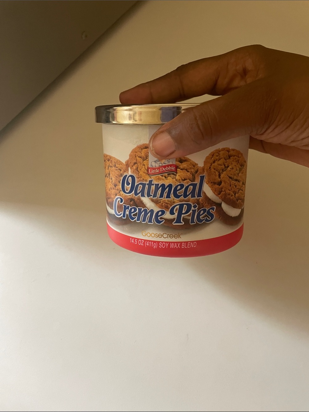 Little Debbie Oatmeal Creme Pies Candle - White & Red